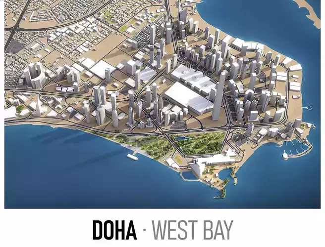 Doha - West Bay Low-poly 3D model