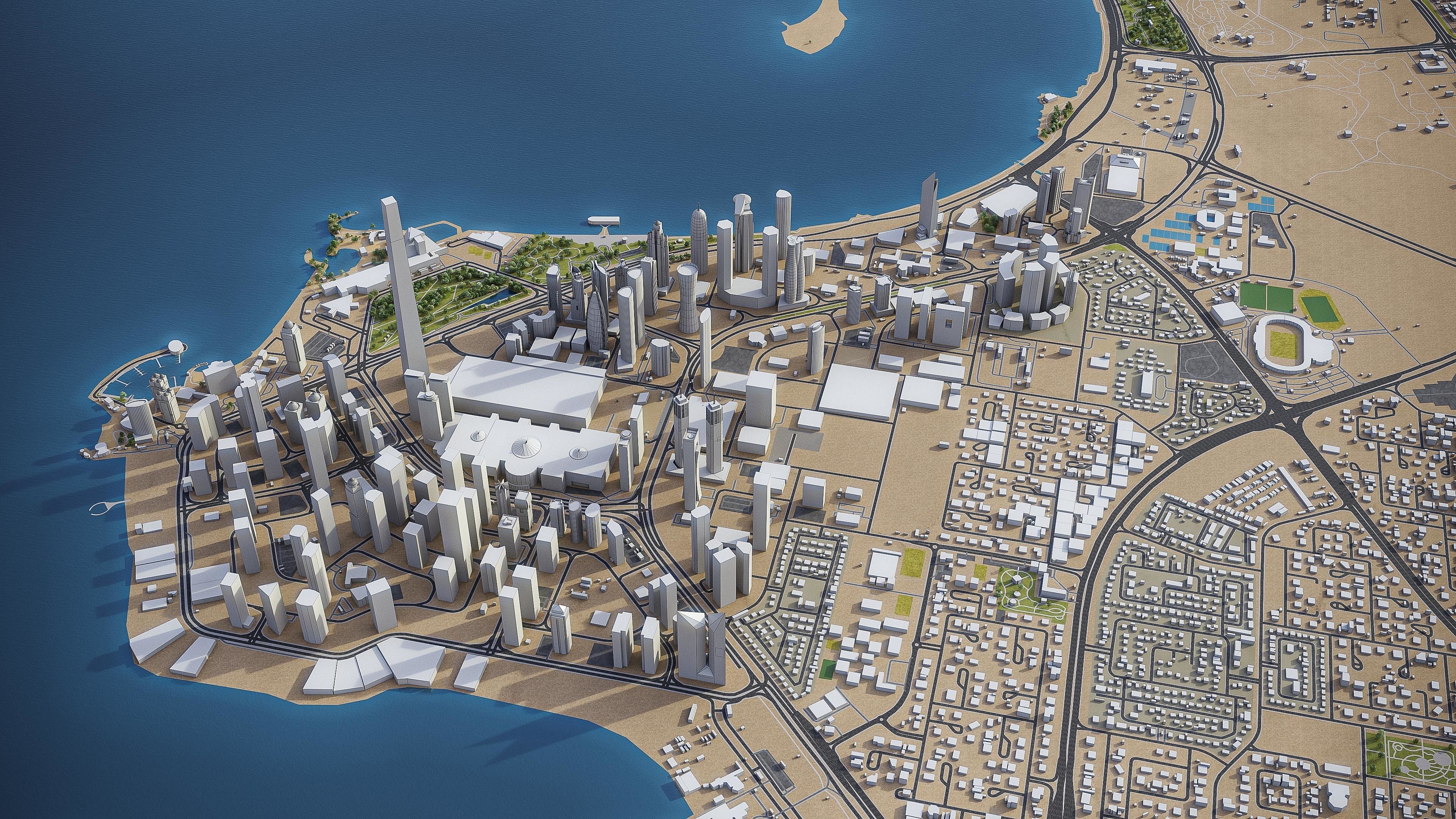 Doha - West Bay Low-poly 3D model_9
