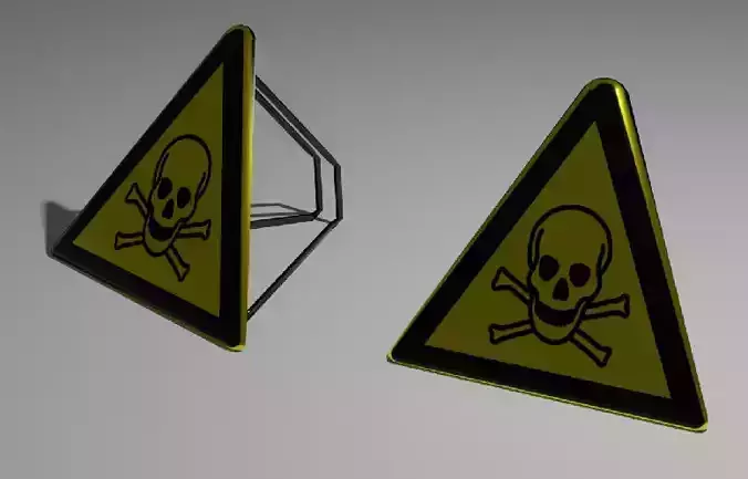 danger sign low poly Low-poly 3D model