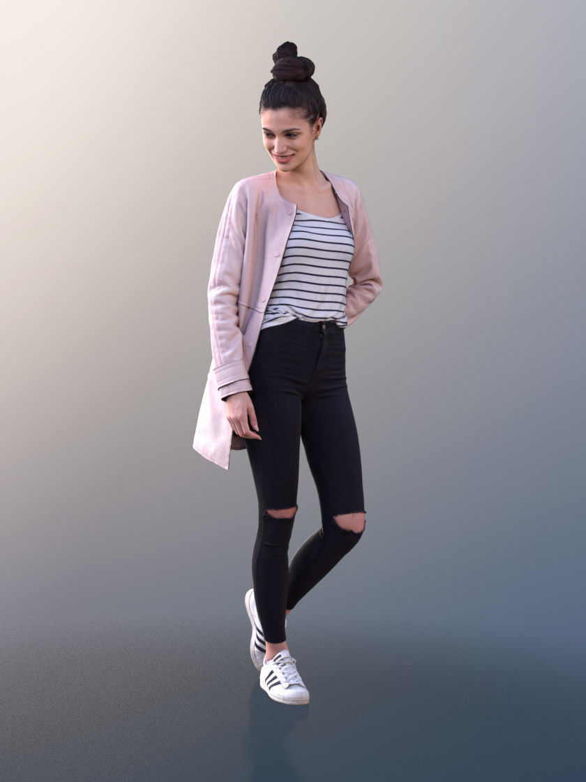 Myriam 10026 - Young Woman Walking And Looking Around 3D model_2