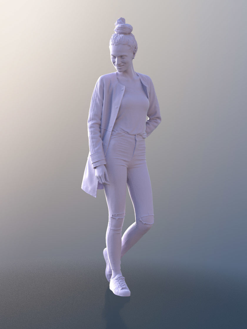 Myriam 10026 - Young Woman Walking And Looking Around 3D model_4