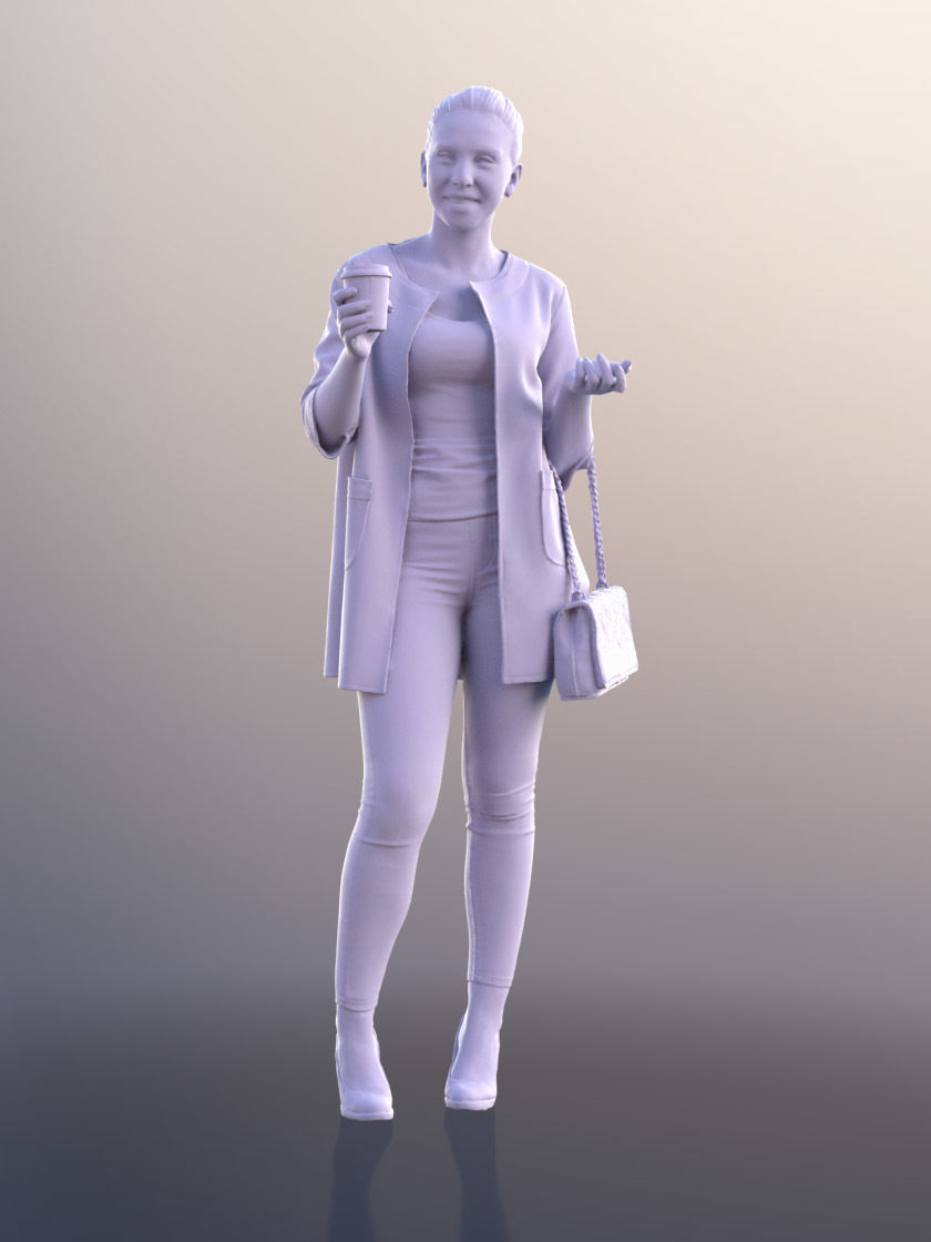 Estelle 11059 - Smiling Woman With Purse And Coffee Talking 3D model_4