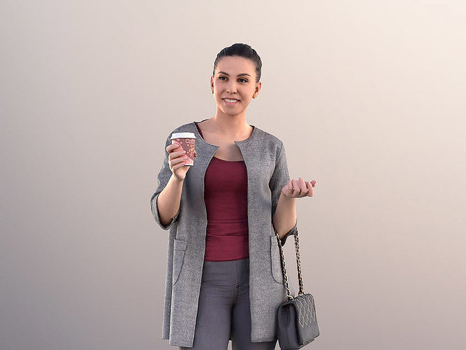Estelle 11059 - Smiling Woman With Purse And Coffee Talking  3D model