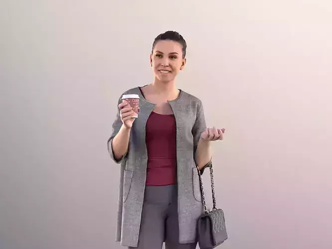 Estelle 11059 - Smiling Woman With Purse And Coffee Talking  3D model