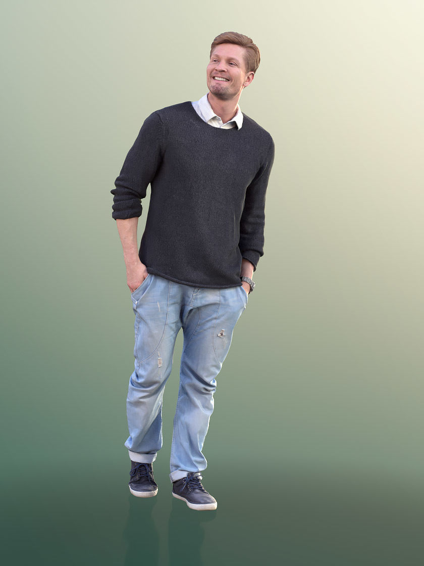 Andrew 10607 - Man Walking And Smiling With Hands In Pockets 3D model_2