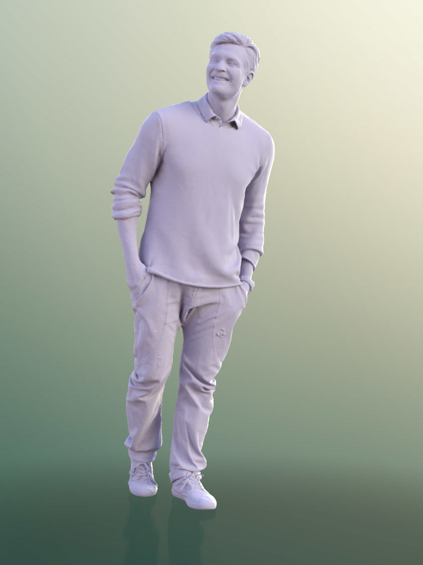 Andrew 10607 - Man Walking And Smiling With Hands In Pockets 3D model_4