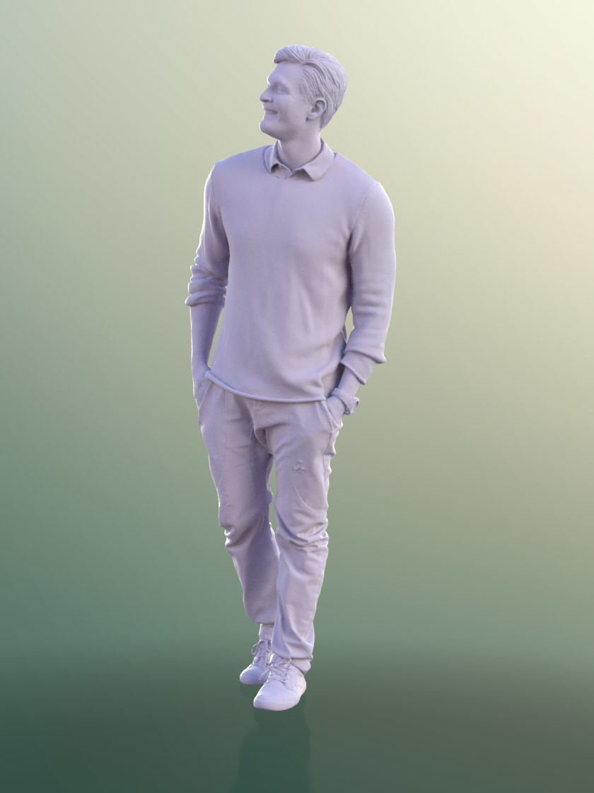 Andrew 10607 - Man Walking And Smiling With Hands In Pockets 3D model_5