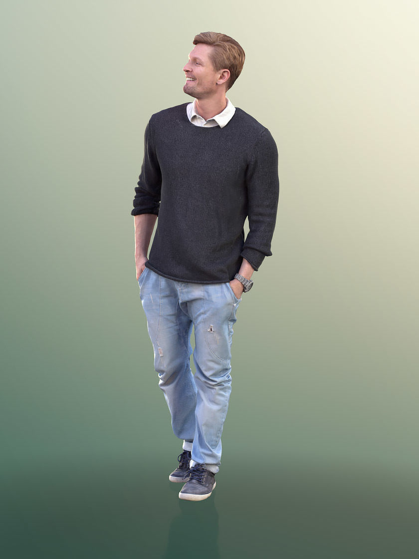 Andrew 10607 - Man Walking And Smiling With Hands In Pockets 3D model_3