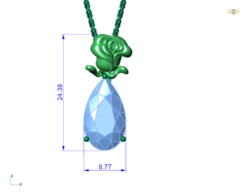 rose pendant 3D print model_4