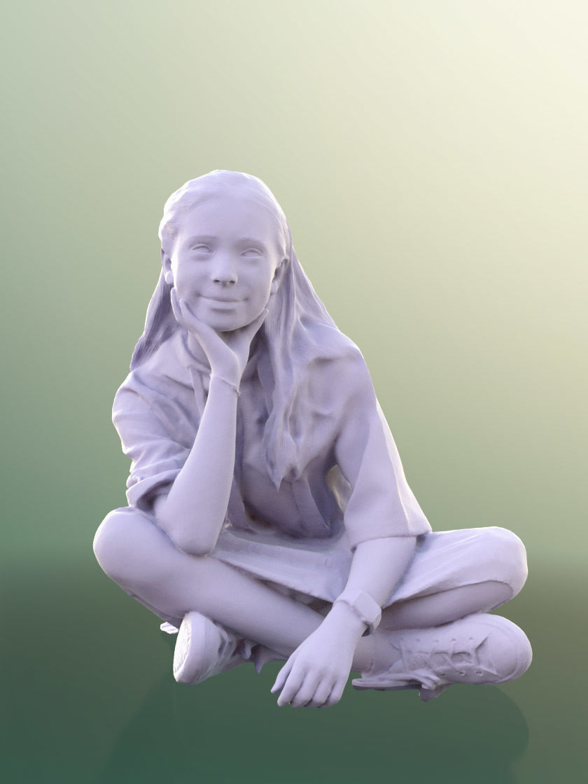 Nina 10270 - Smiling Girl Sitting On The Ground  3D model_4