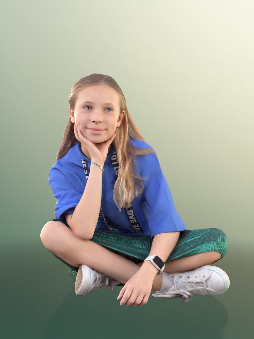 Nina 10270 - Smiling Girl Sitting On The Ground  3D model_2