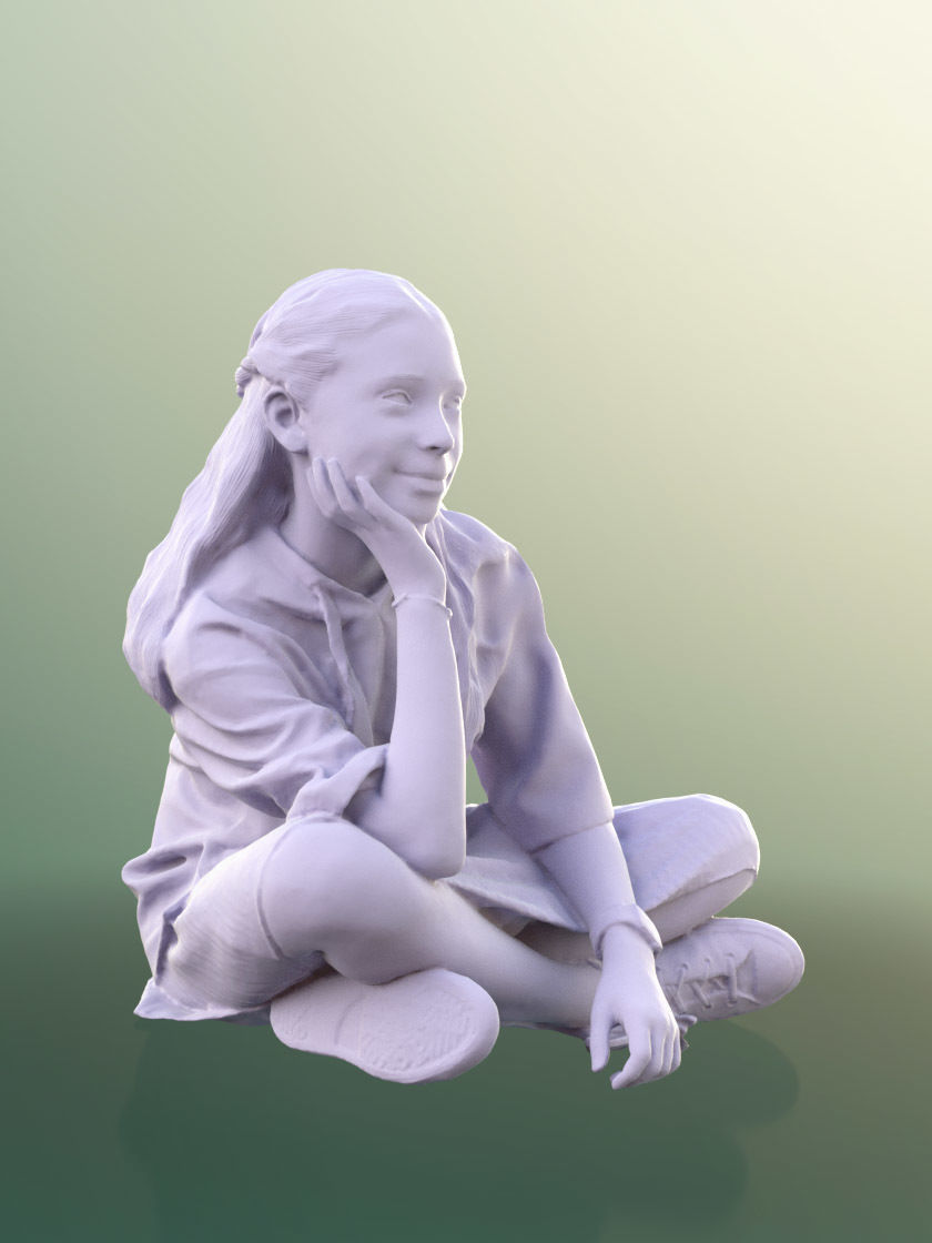 Nina 10270 - Smiling Girl Sitting On The Ground  3D model_5