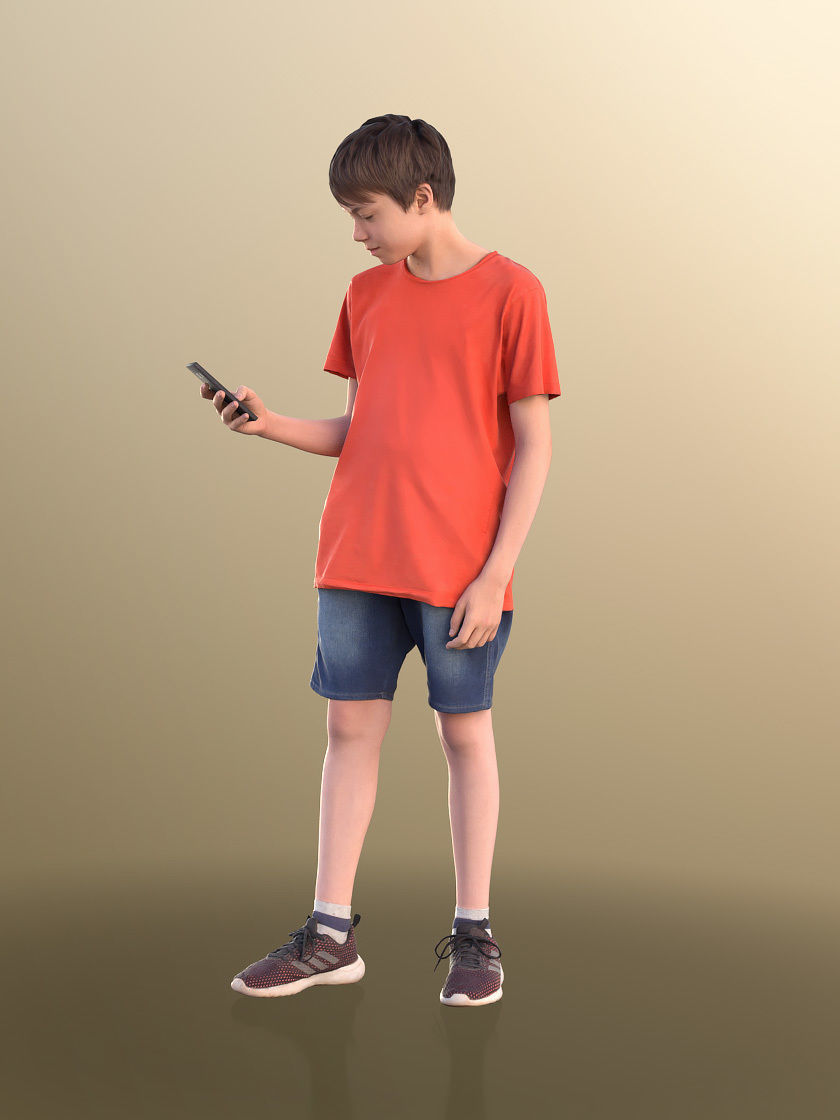 Ingo 10440 - Boy Standing And Looking At His Phone 3D model_3