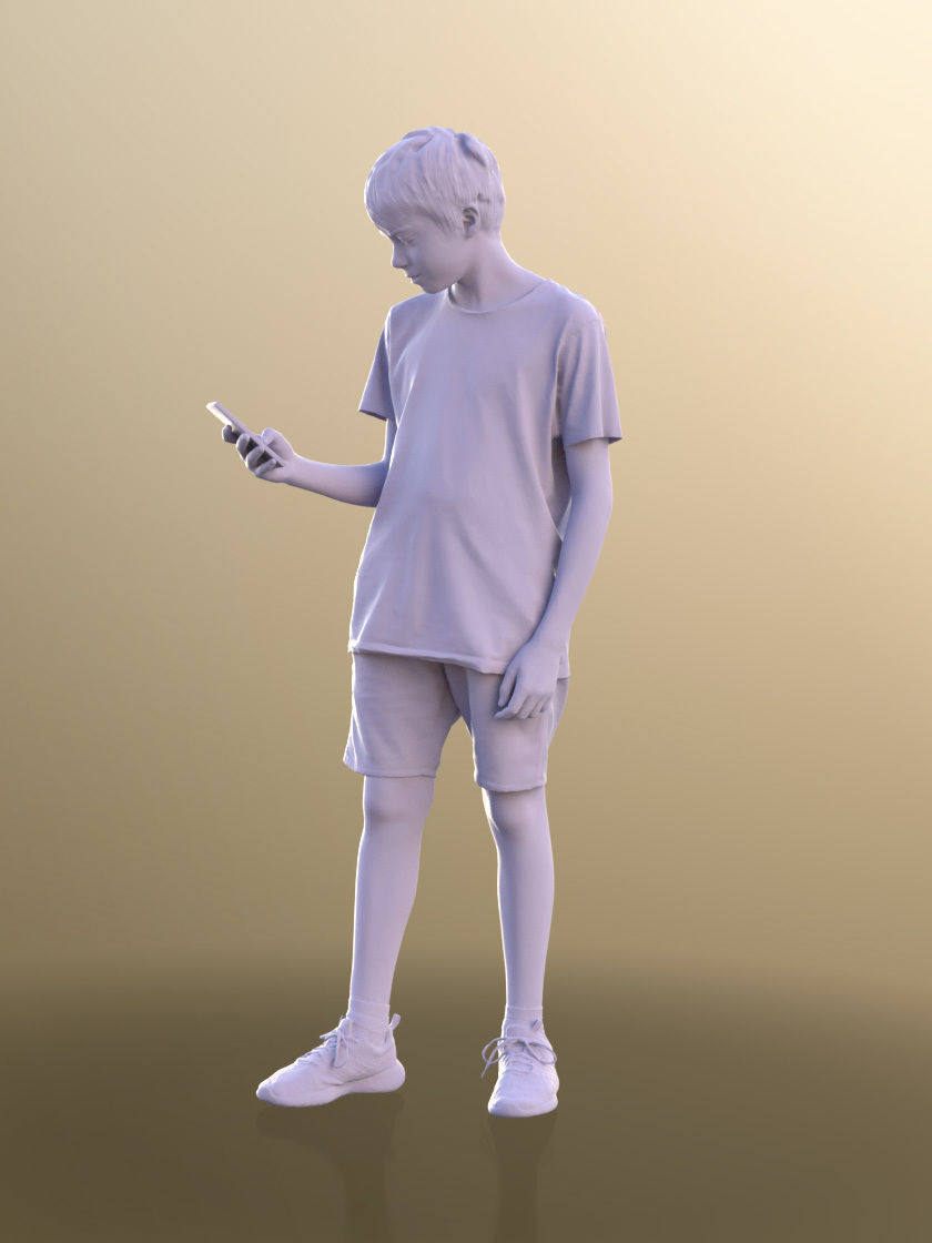 Ingo 10440 - Boy Standing And Looking At His Phone 3D model_5
