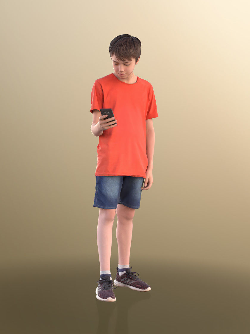 Ingo 10440 - Boy Standing And Looking At His Phone 3D model_2