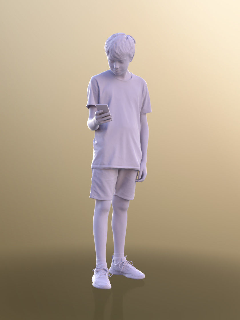 Ingo 10440 - Boy Standing And Looking At His Phone 3D model_4