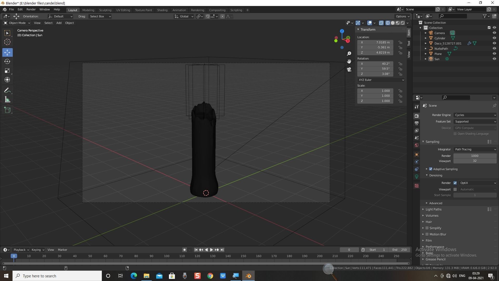 Candle burning 3D model_6