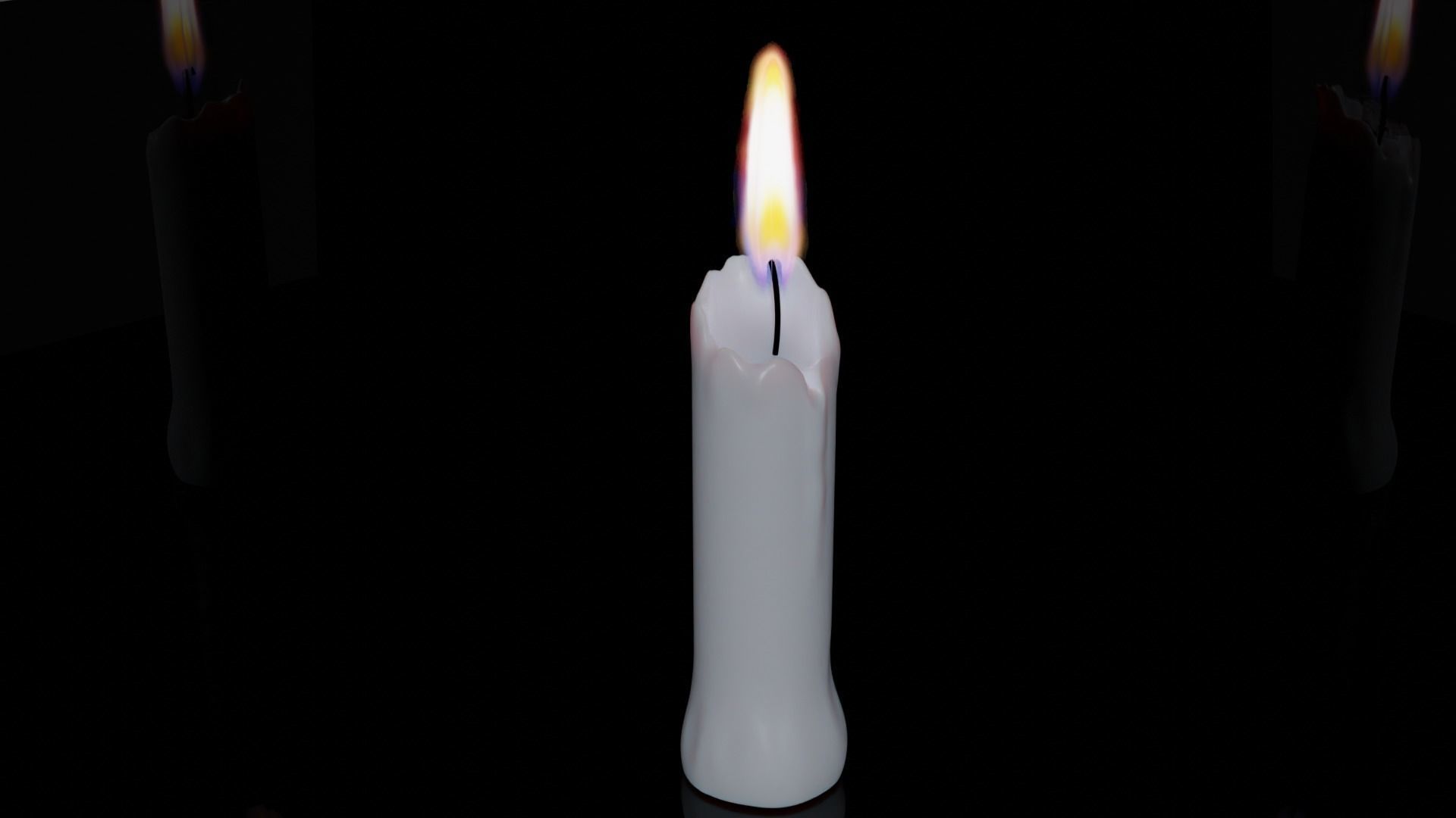 Candle burning 3D model_3
