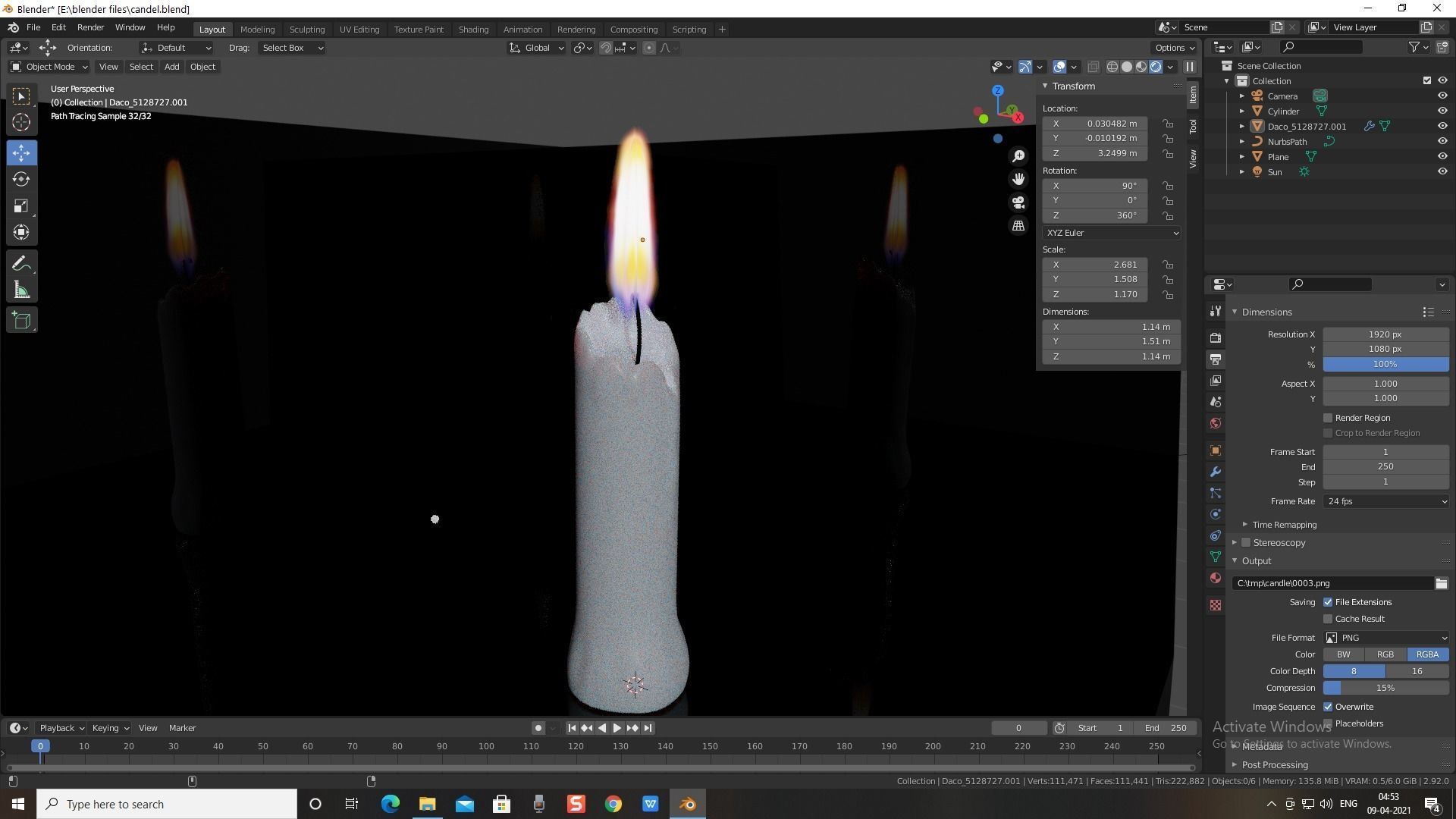Candle burning 3D model_10