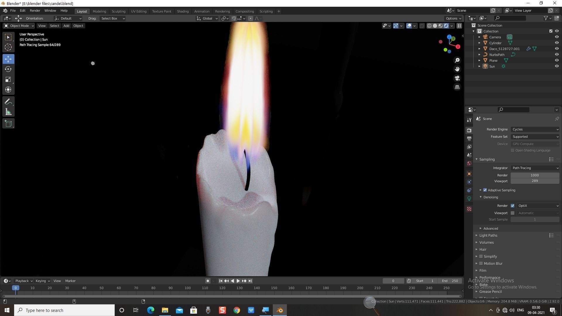Candle burning 3D model_8
