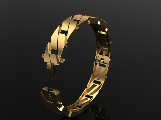 Cuban bangle bracelet 3D print model_2