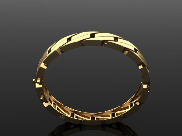 Cuban bangle bracelet 3D print model_4