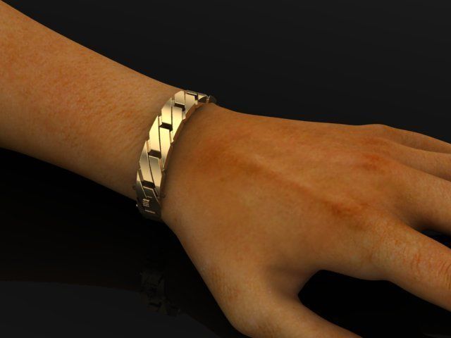 Cuban bangle bracelet 3D print model_3