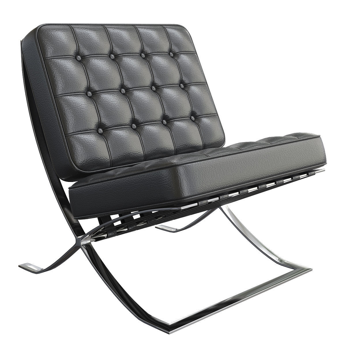 Barcelona-chair 3d model barcelona lounge chair leather 3D model_2