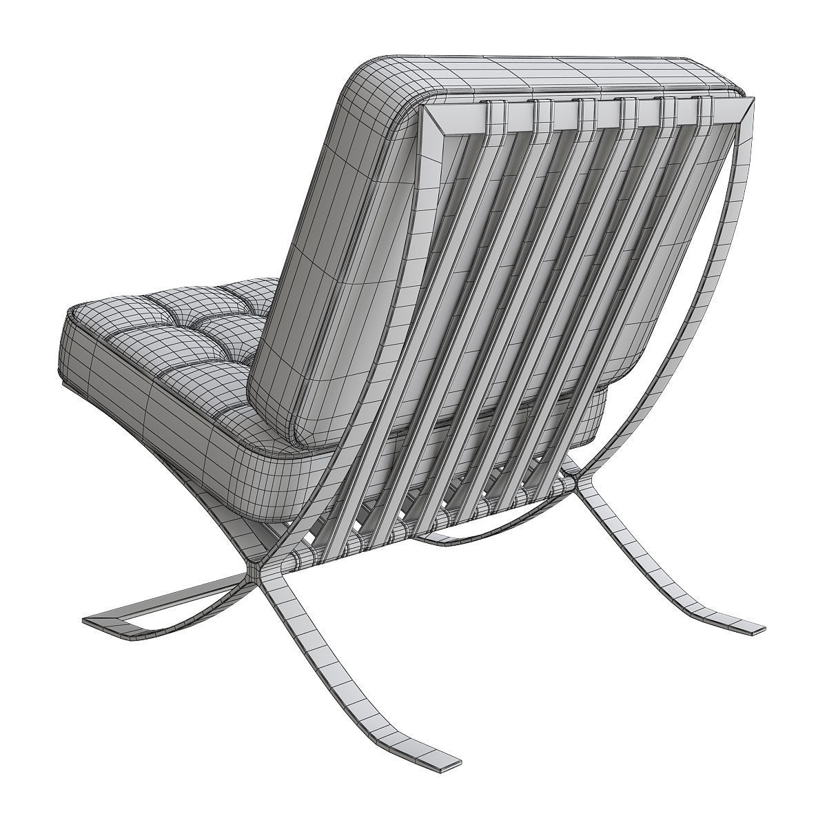 Barcelona-chair 3d model barcelona lounge chair leather 3D model_8