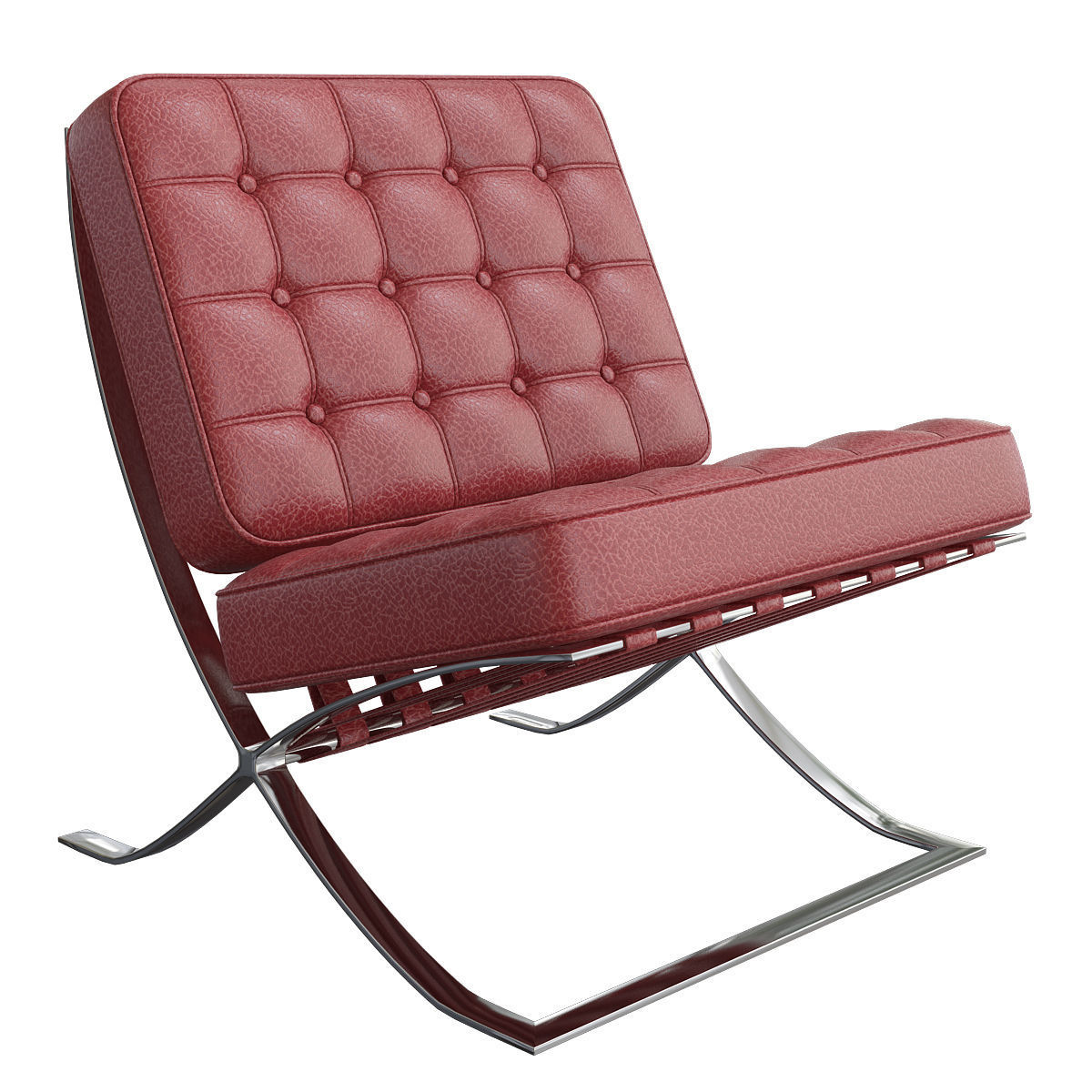 Barcelona-chair 3d model barcelona lounge chair leather 3D model_4