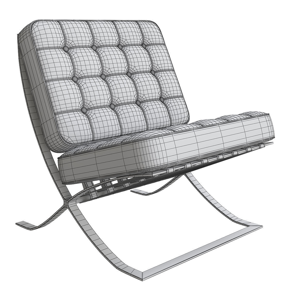 Barcelona-chair 3d model barcelona lounge chair leather 3D model_7