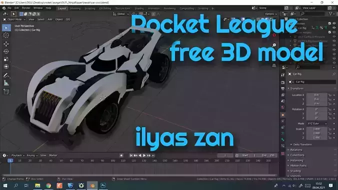 rocket league 3D model model FREE HotShot Free low-poly 3D model