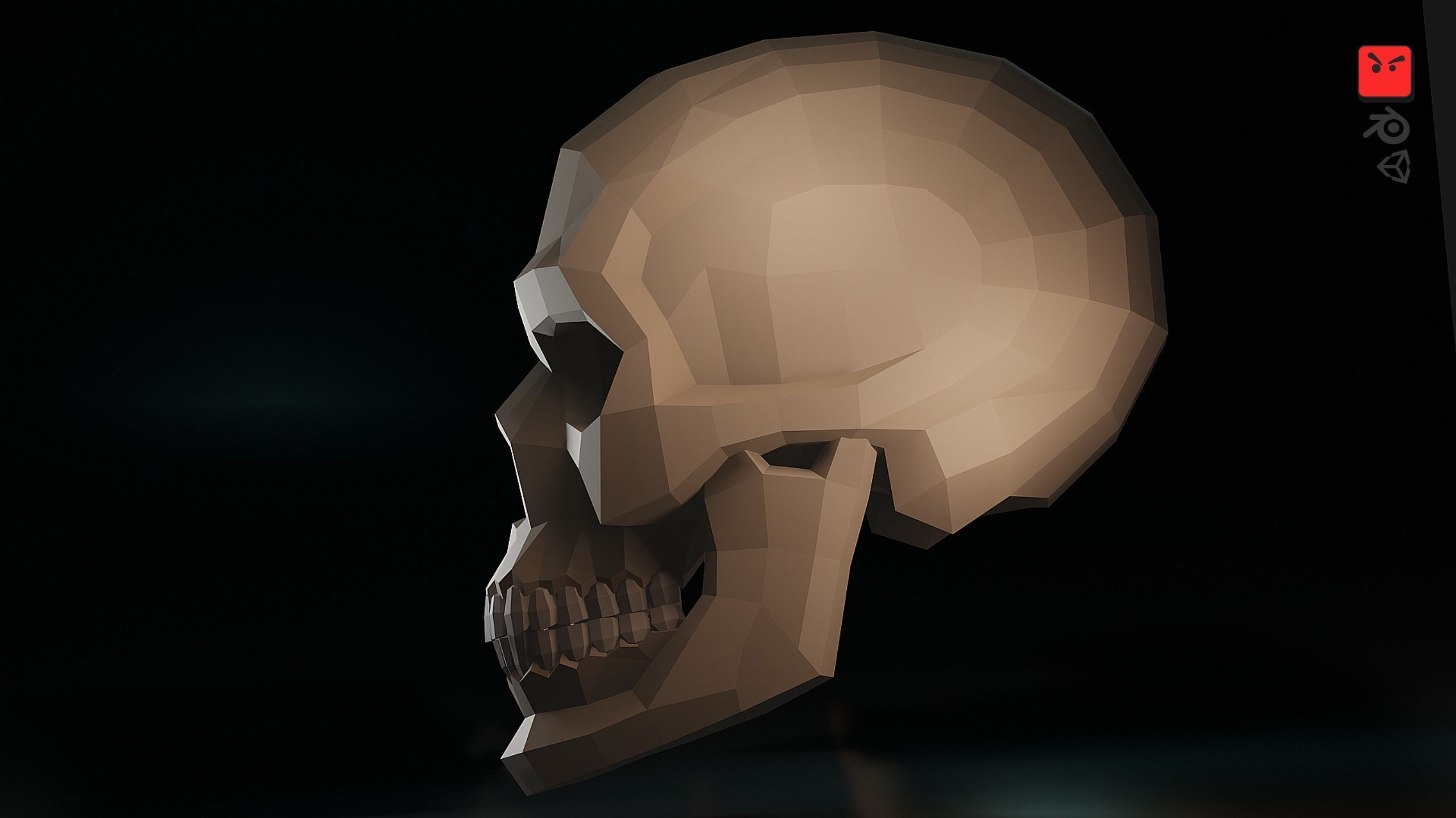 Human Skull Low-poly 3D model_3