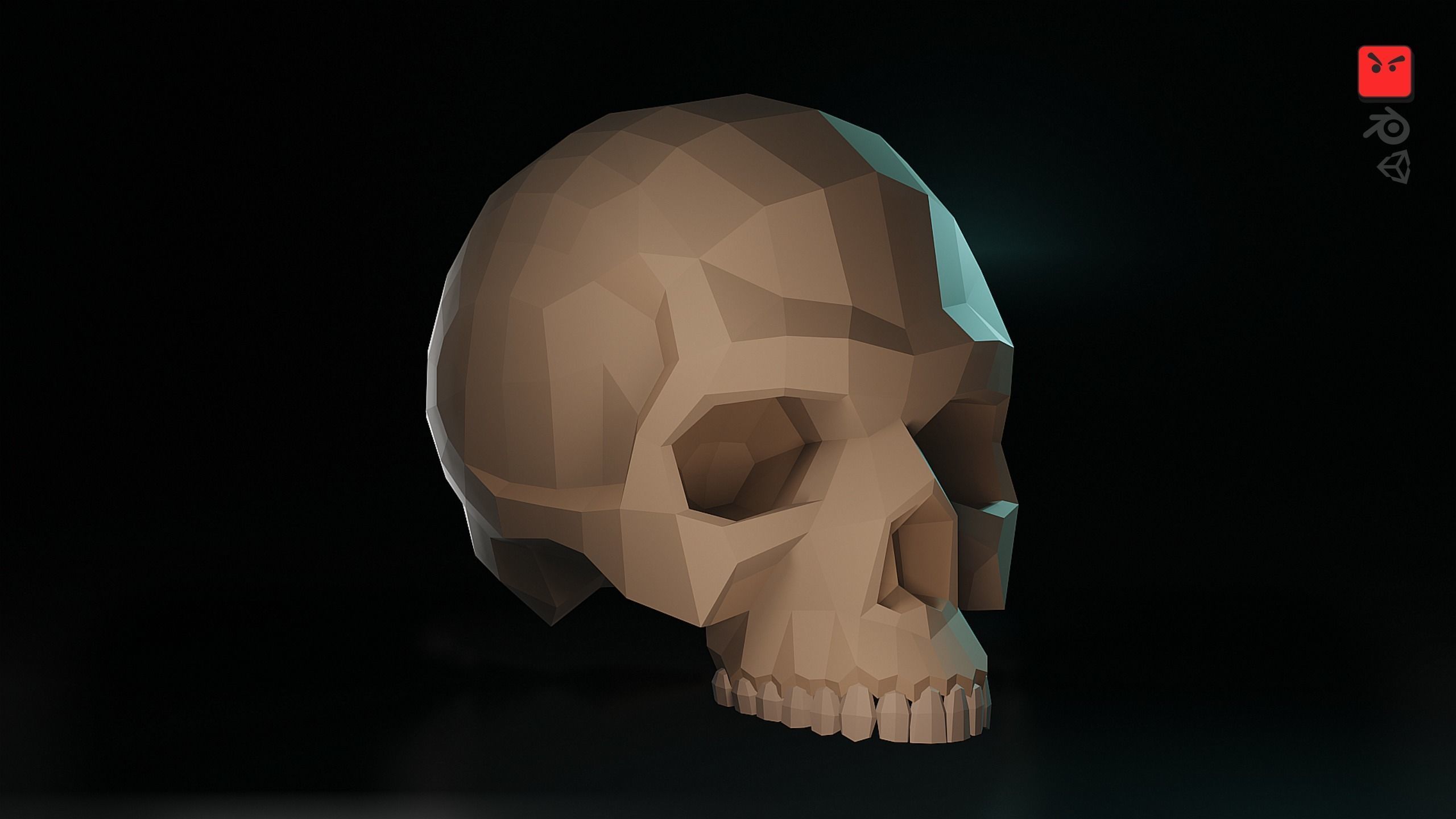 Human Skull Low-poly 3D model_9