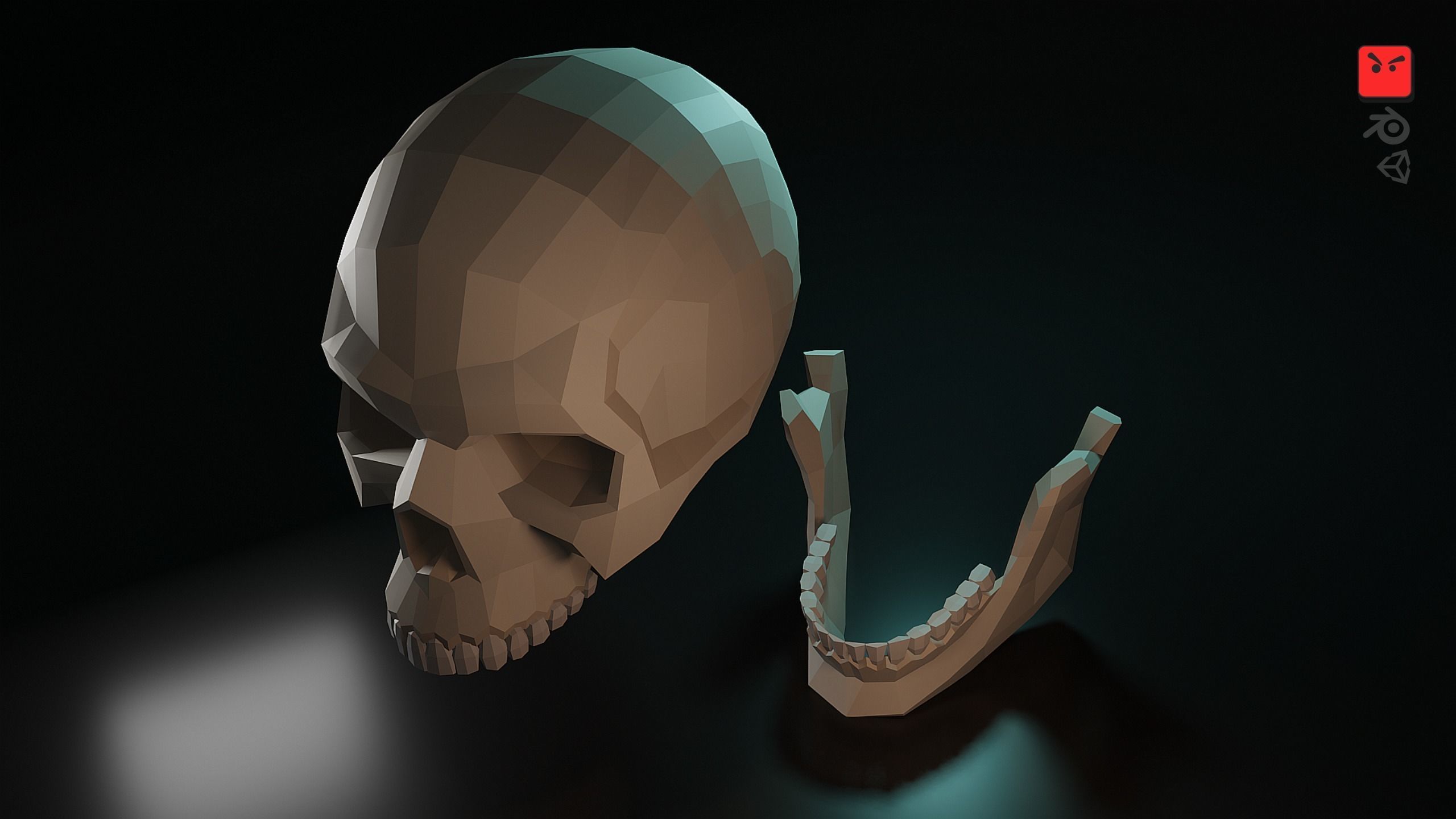 Human Skull Low-poly 3D model_5