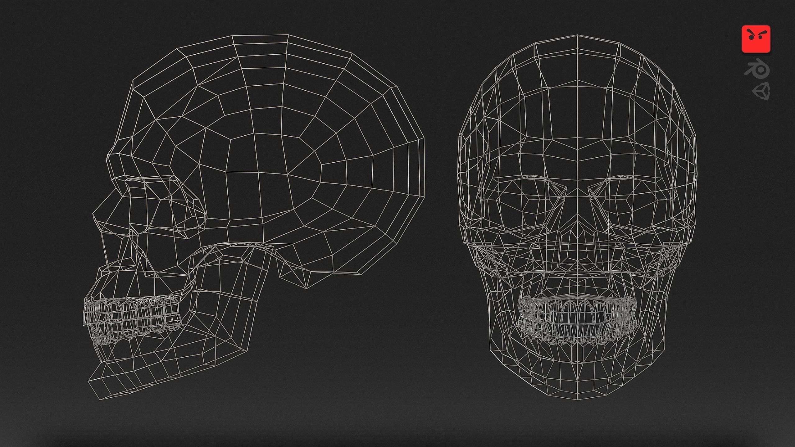 Human Skull Low-poly 3D model_4