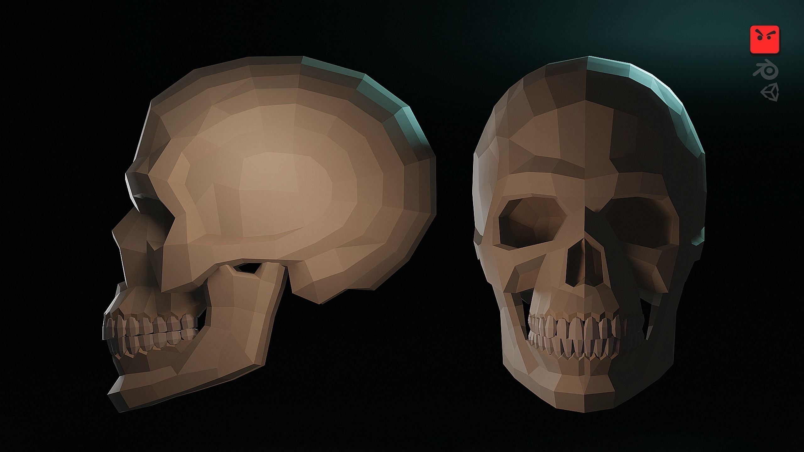 Human Skull Low-poly 3D model_1