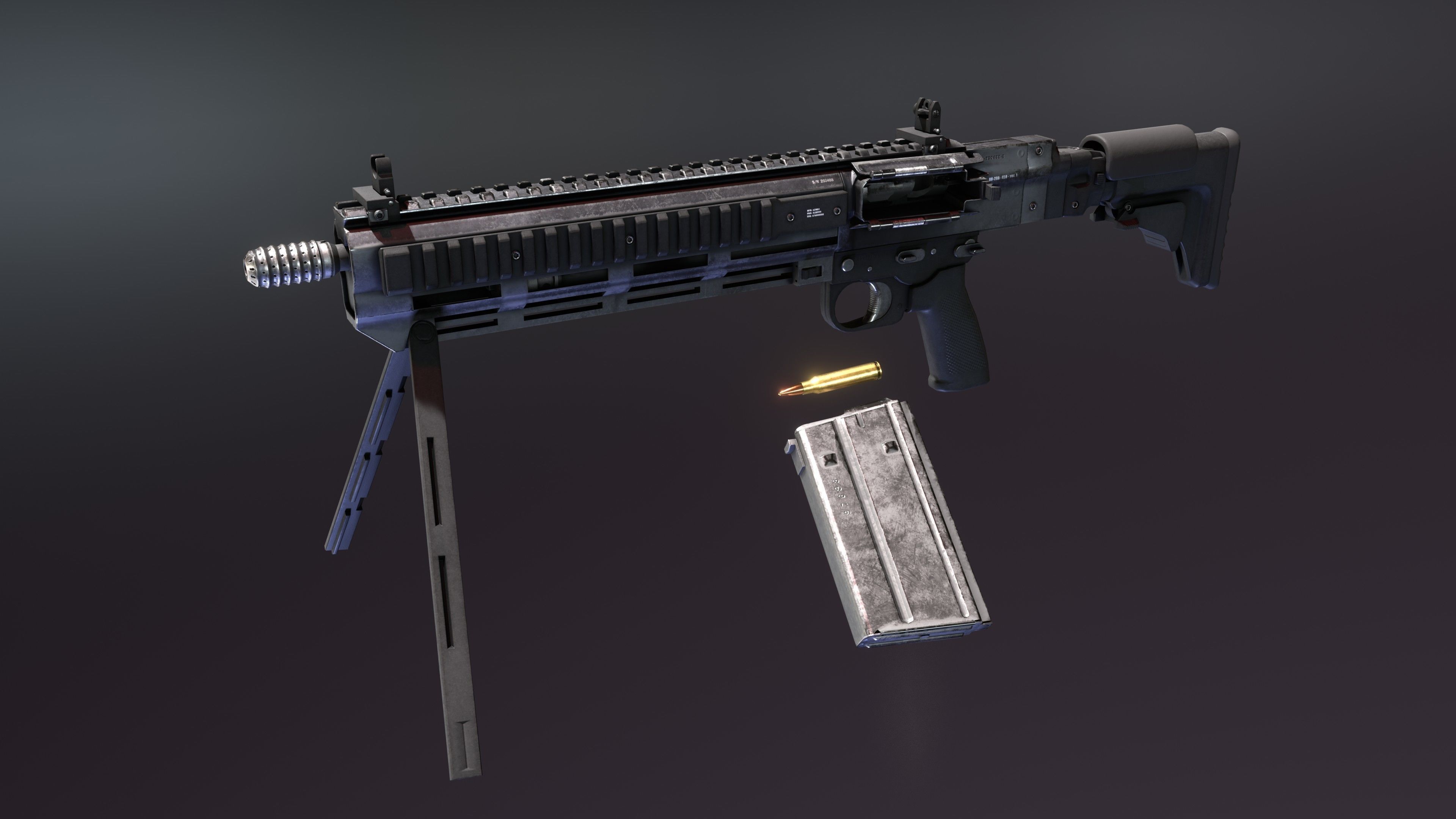 Modern FG42 Low-poly 3D model_5