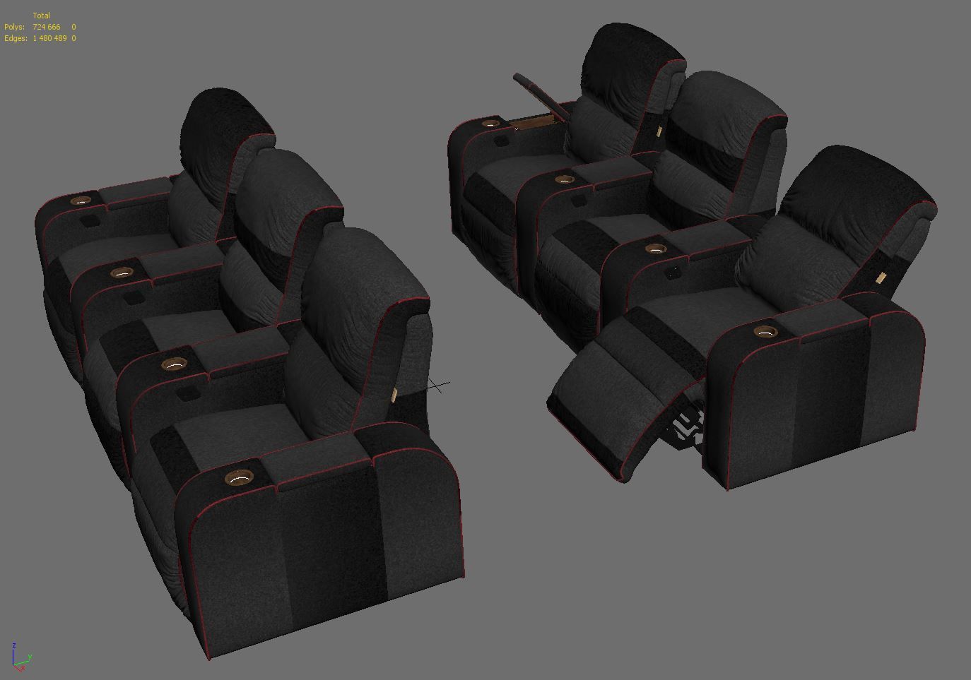 Moovia Dallas venice row 3 seats 3D model_10