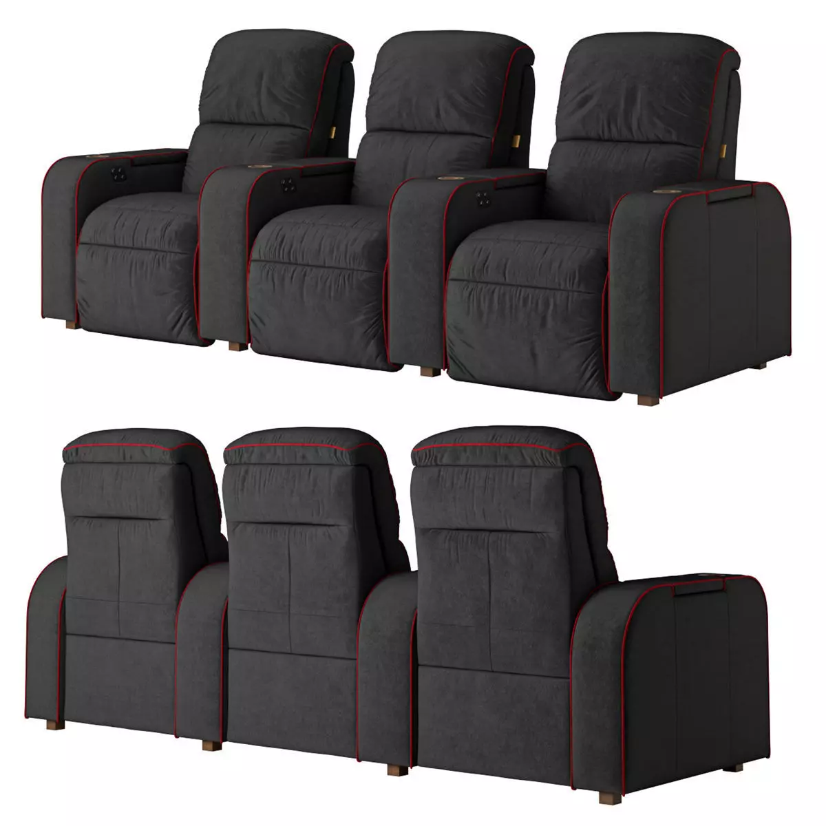 Moovia Dallas venice row 3 seats 3D model_0