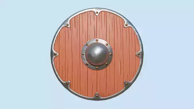 Wooden Stylized Shield - PBR Game Ready