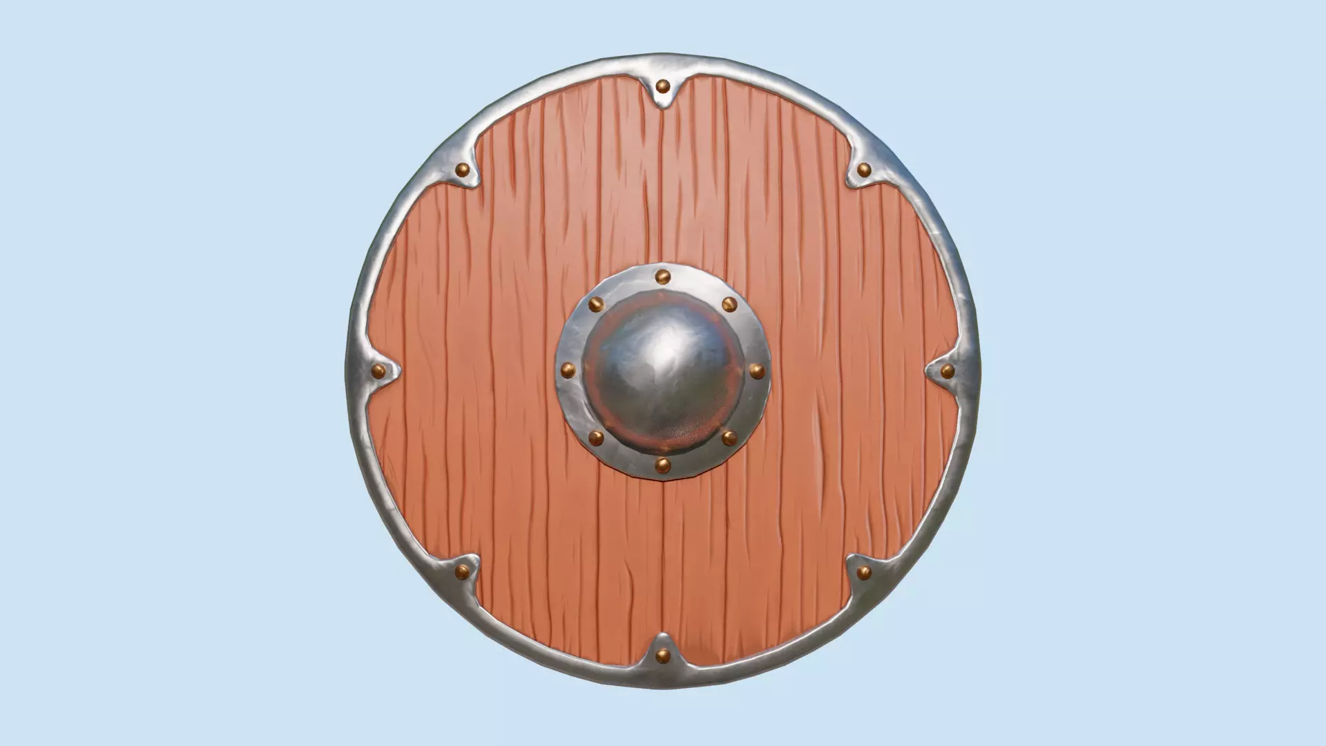 Wooden Stylized Shield - PBR Game Ready Free low-poly 3D model