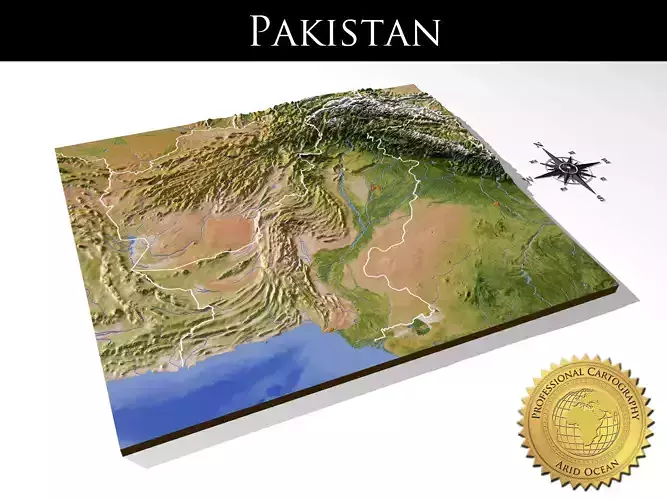 Pakistan High resolution 3D relief maps