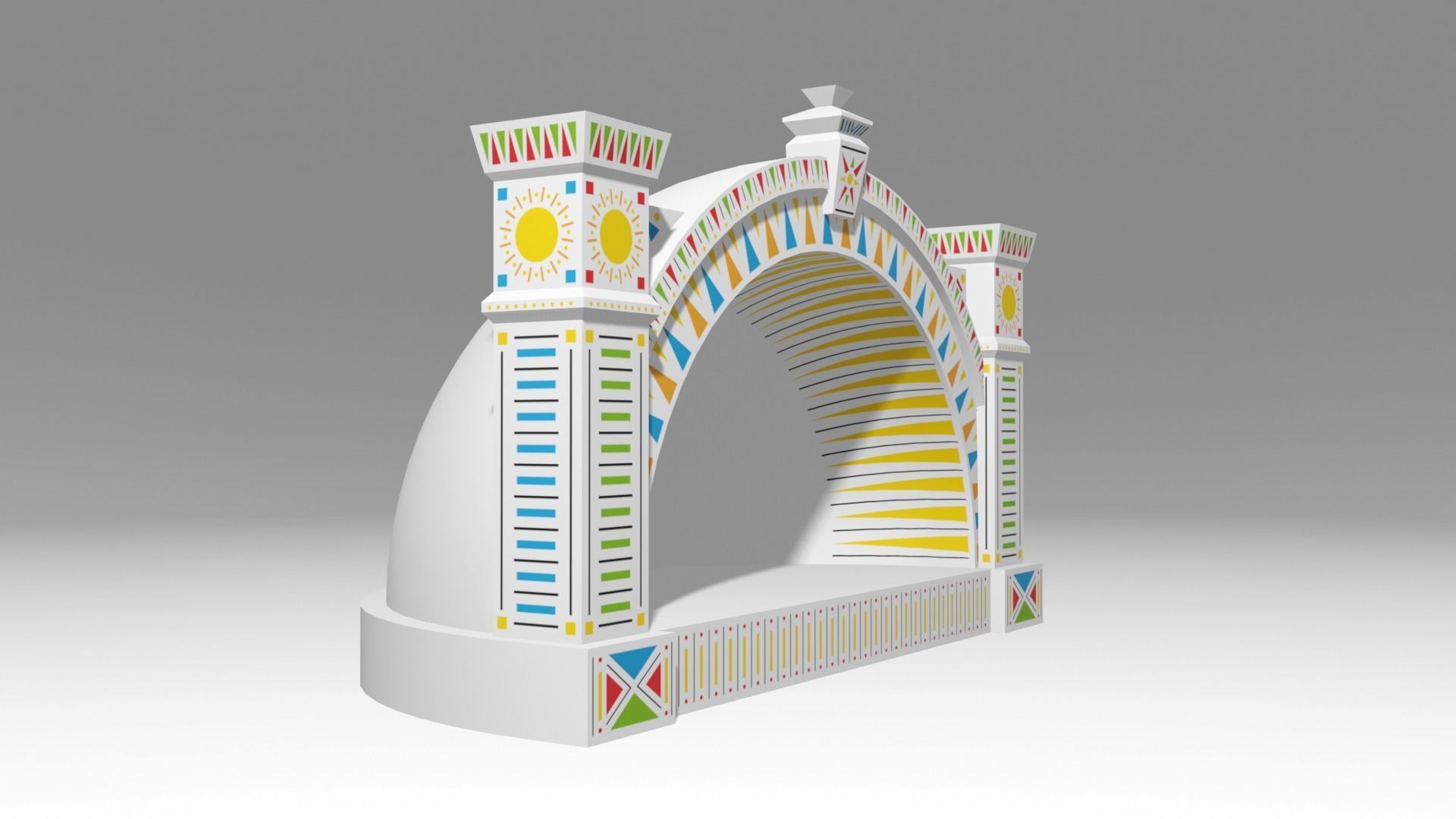 Cartoon Open Air Stage Low-poly 3D model_4