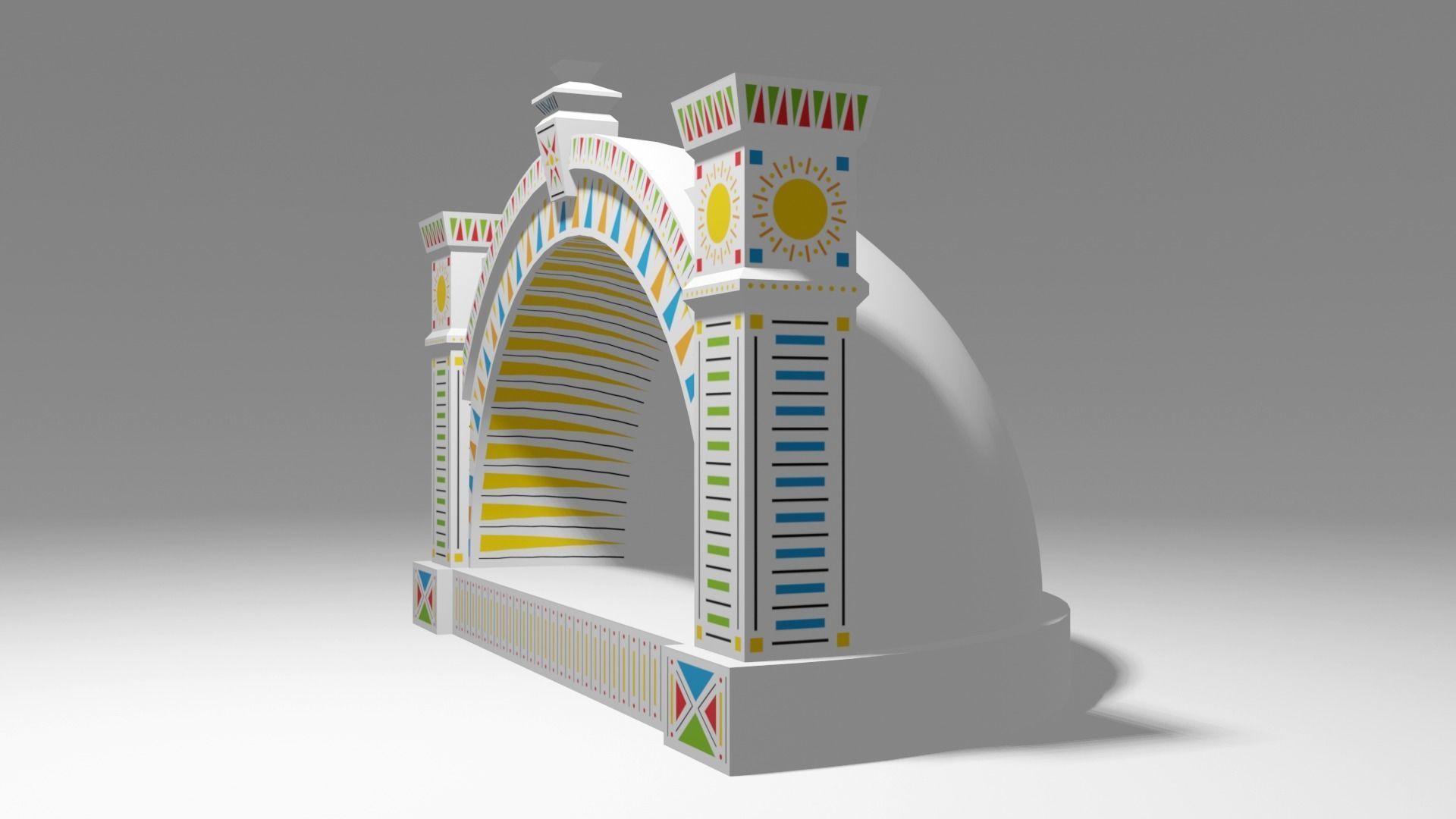 Cartoon Open Air Stage Low-poly 3D model_1