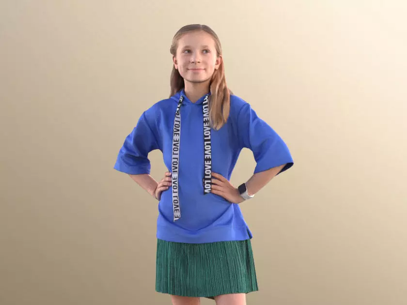 Nina 10905 - Young Girl Standing With Hands On Her Hips 3D model_0