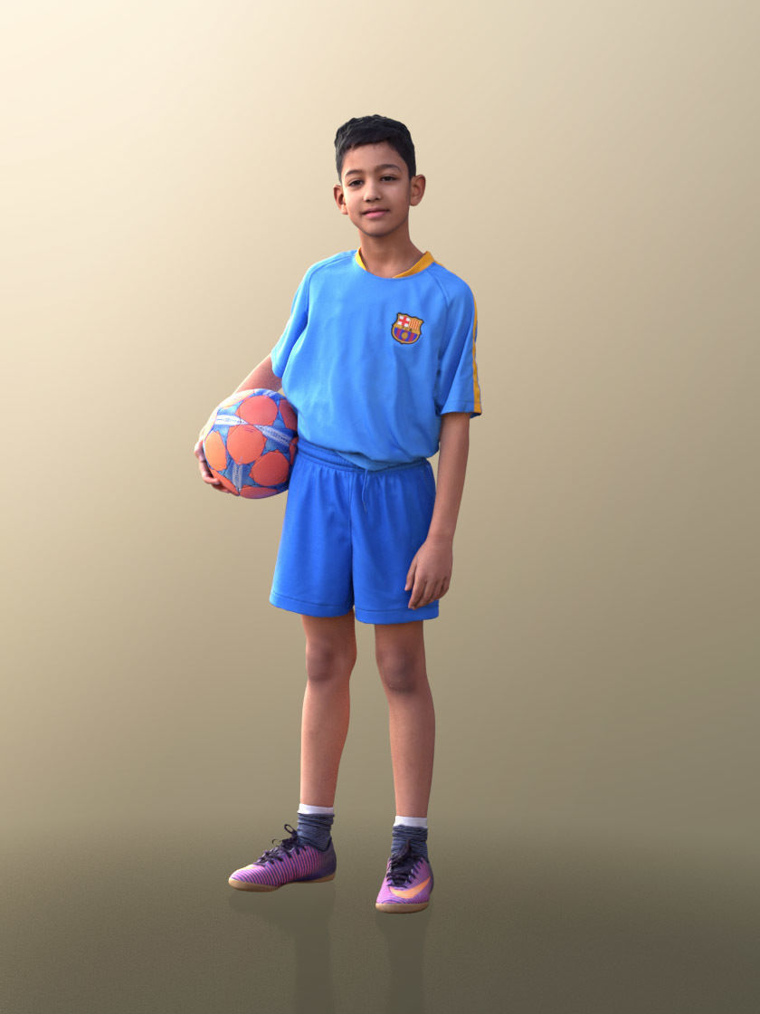 Amal 10540 - Young Soccer Player Boy In Trikot With Ball 3D model_2
