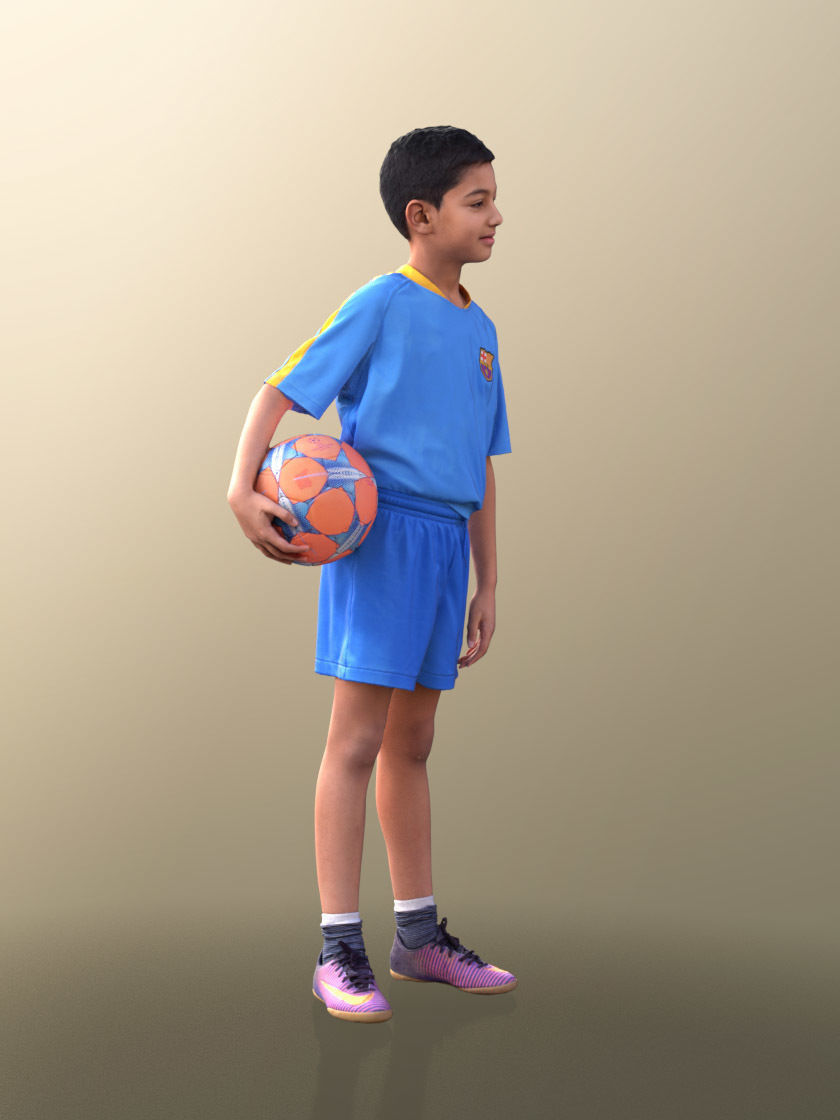 Amal 10540 - Young Soccer Player Boy In Trikot With Ball 3D model_3
