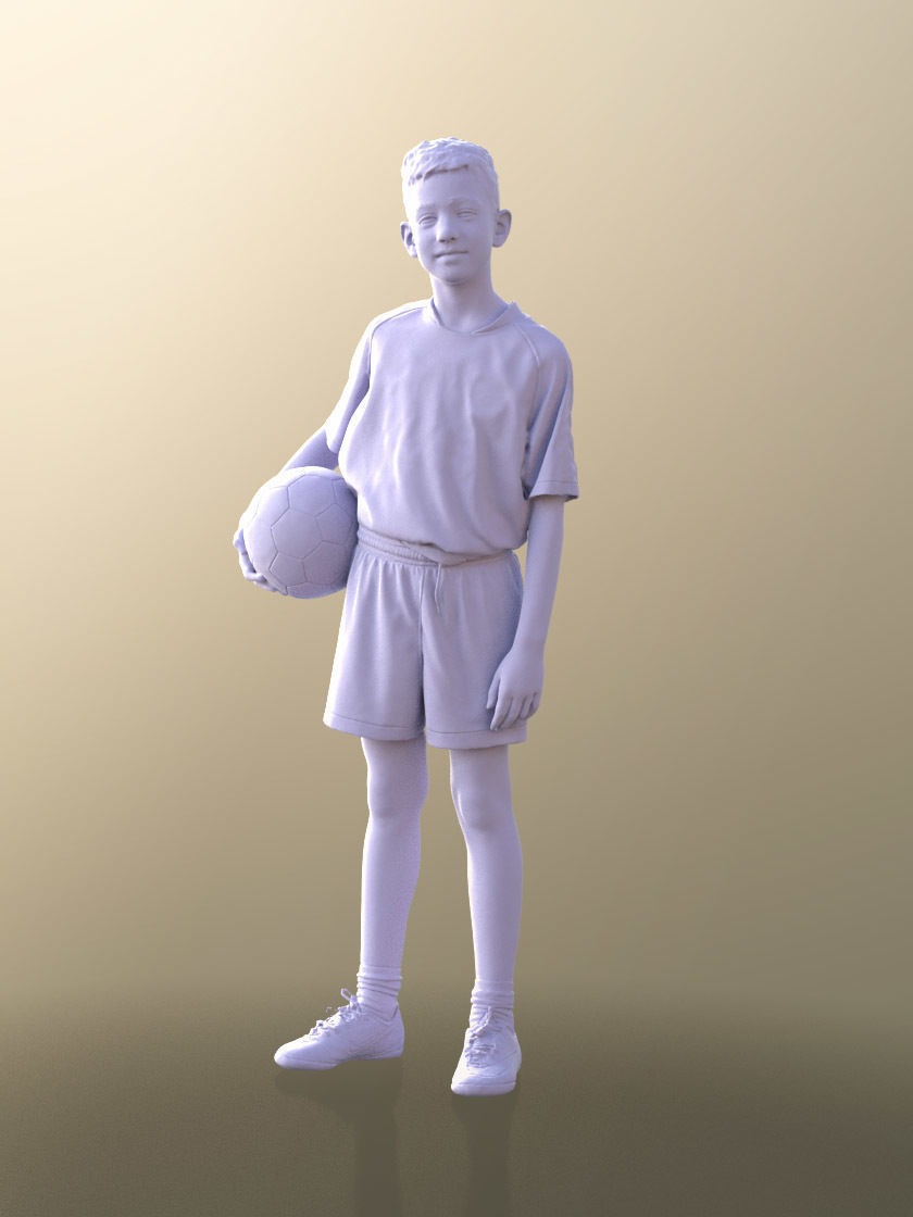 Amal 10540 - Young Soccer Player Boy In Trikot With Ball 3D model_4