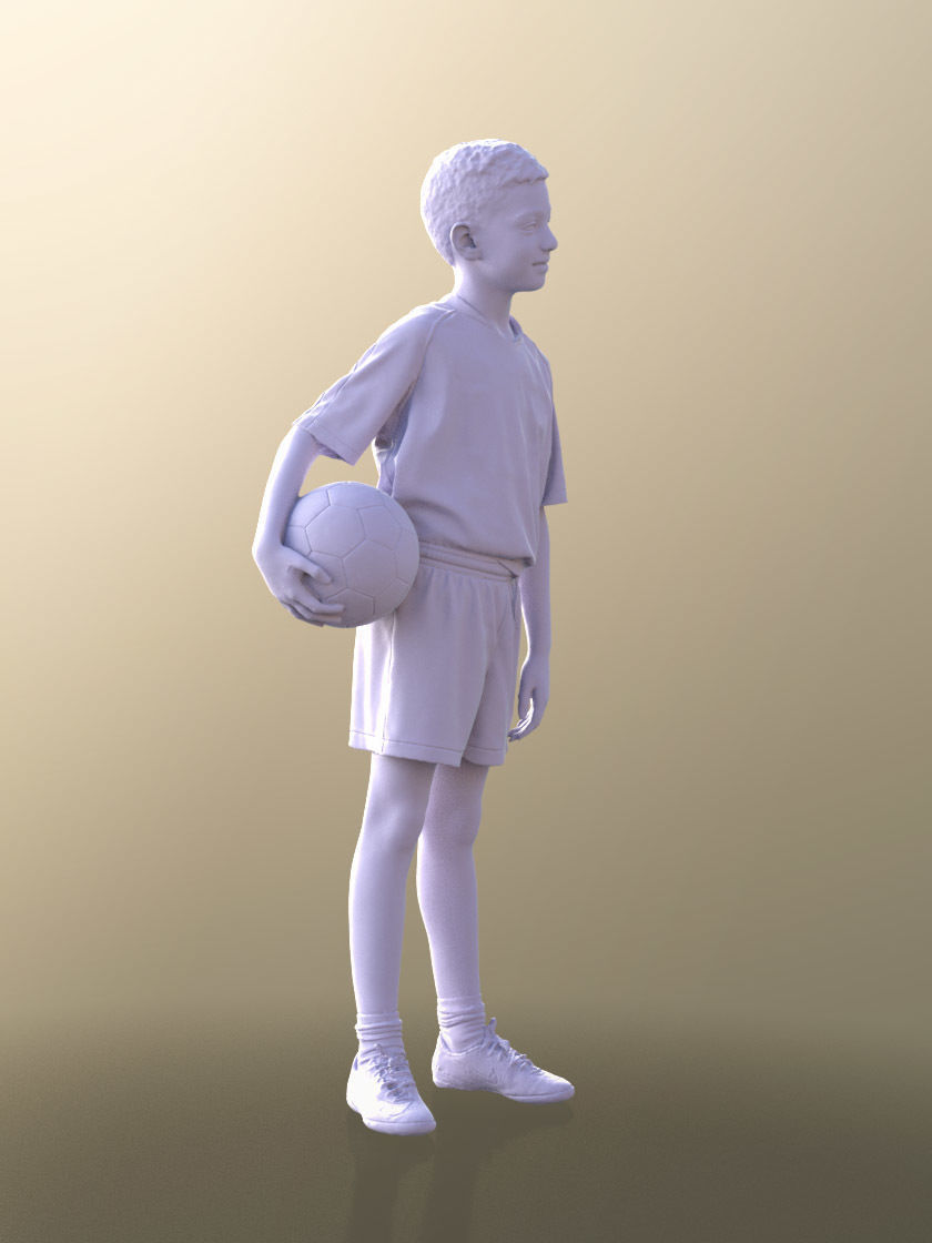 Amal 10540 - Young Soccer Player Boy In Trikot With Ball 3D model_5